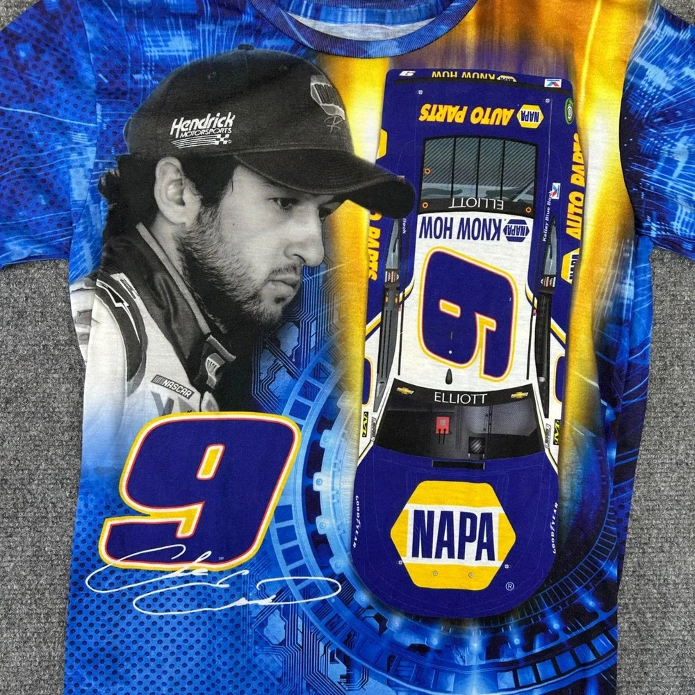 Chase Elliott NASCAR Hendrick Motorsports NAPA #9 All Over Print Shirt Boys L